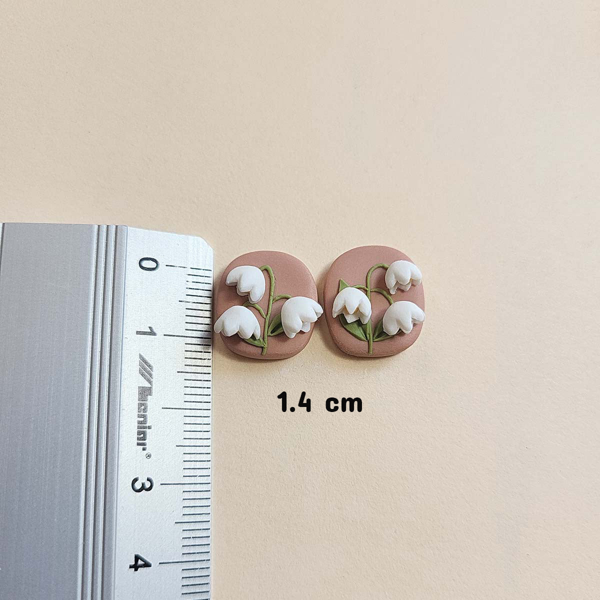 Lily of the valley stud earrings handmade from polymer clay - Rankų darbo auskarai su konvalijomis