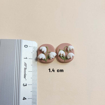 Lily of the valley stud earrings handmade from polymer clay - Rankų darbo auskarai su konvalijomis