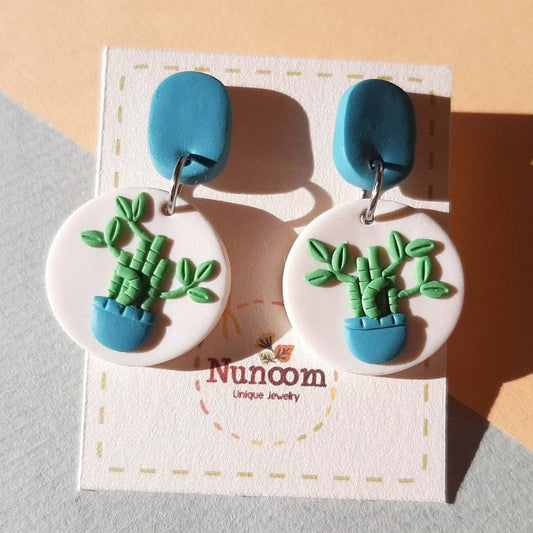 Lucky bamboo earrings, cute plant lover gifts for women