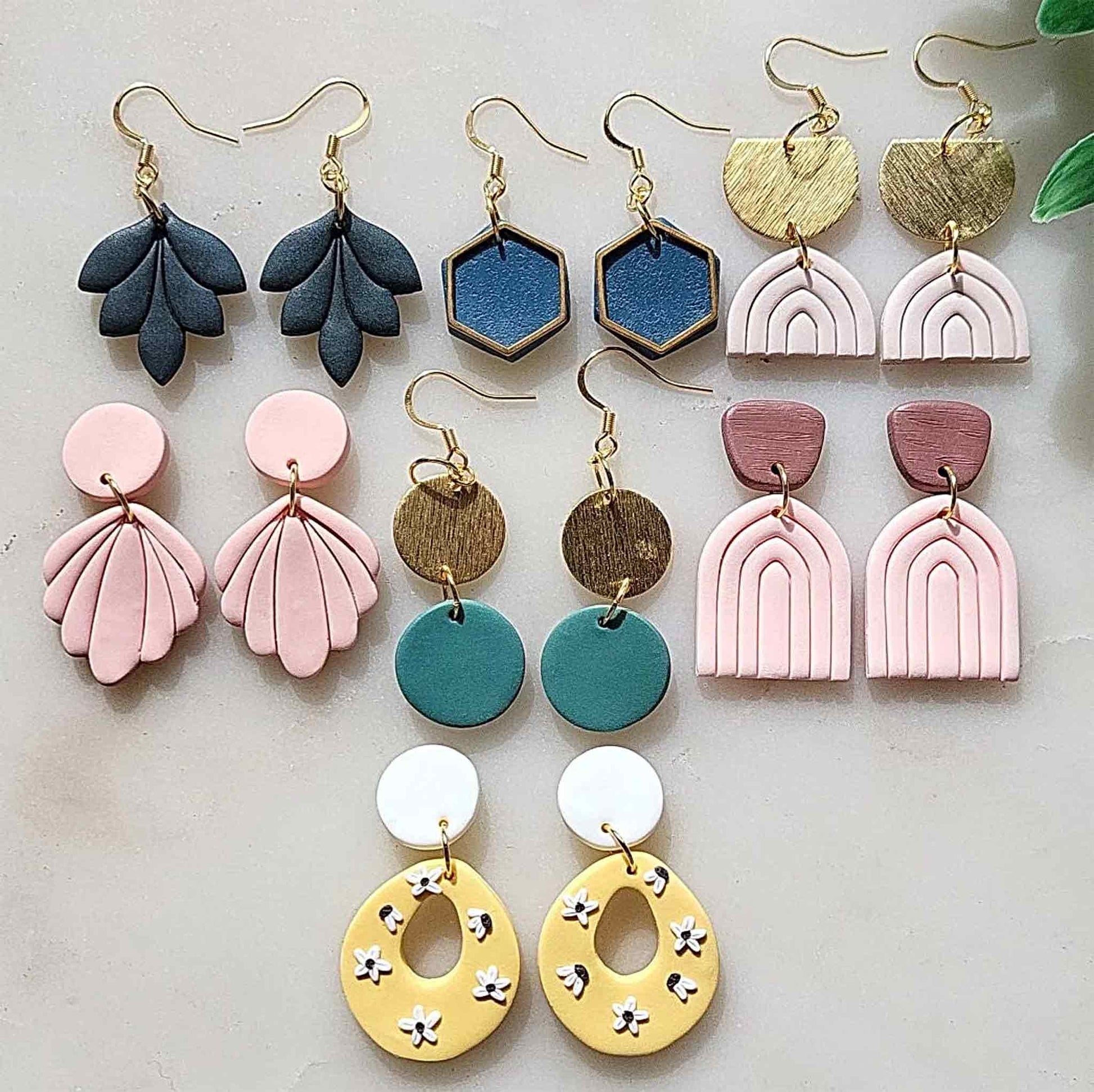 Handmade minimalist polymer clay earrings