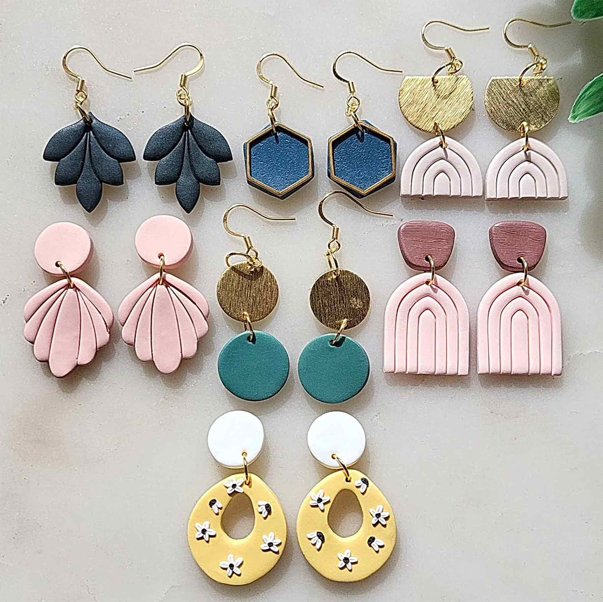 Handmade minimalist polymer clay earrings