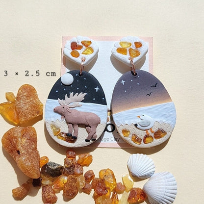 Ocean polymer clay earrings | Wildlife jewelry gift for women