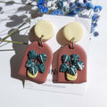 Monstera polymer clay earrings
