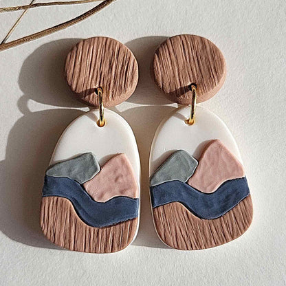 Handmade mountain polymer clay earrings