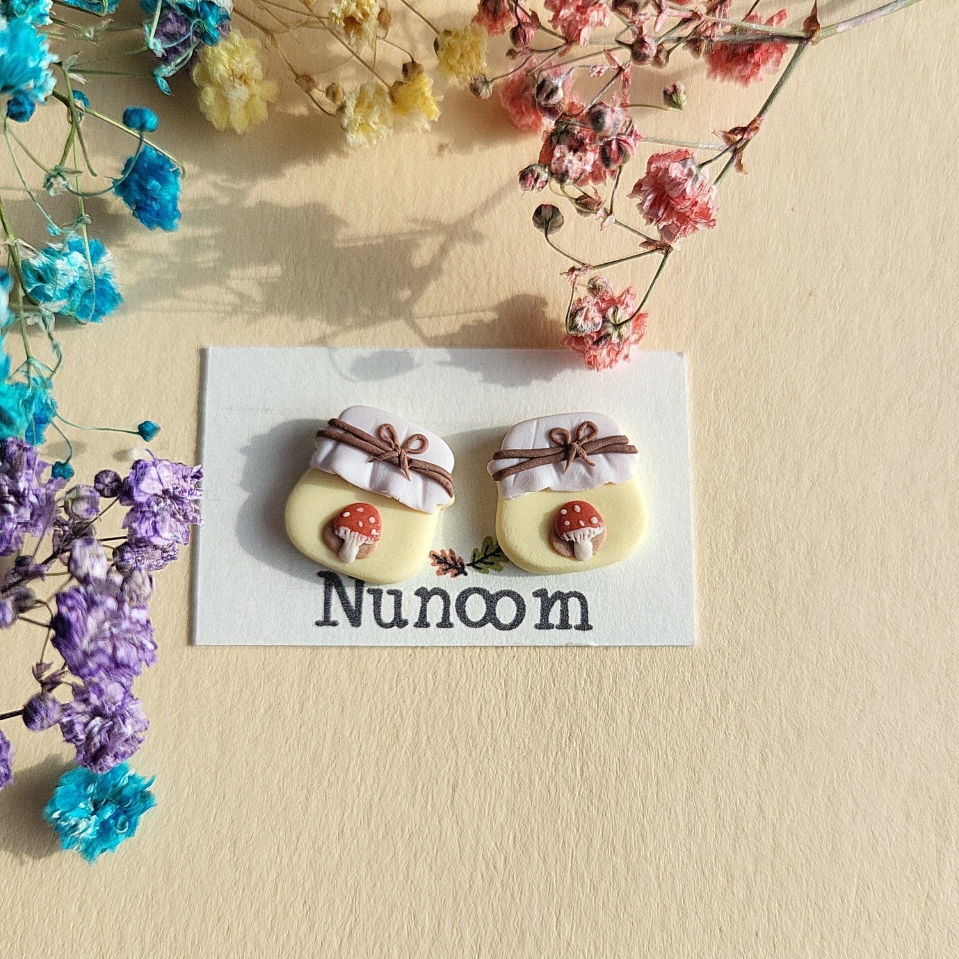 mushroom jar stud earrings