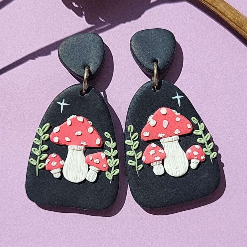 Polymer clay mushroom earrings