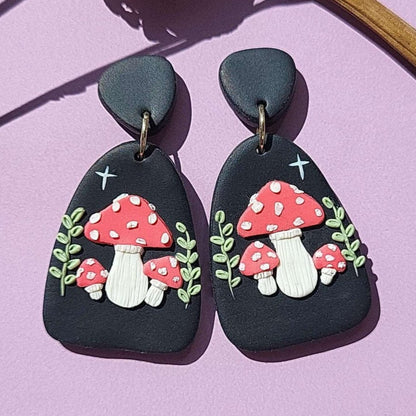 Polymer clay mushroom earrings