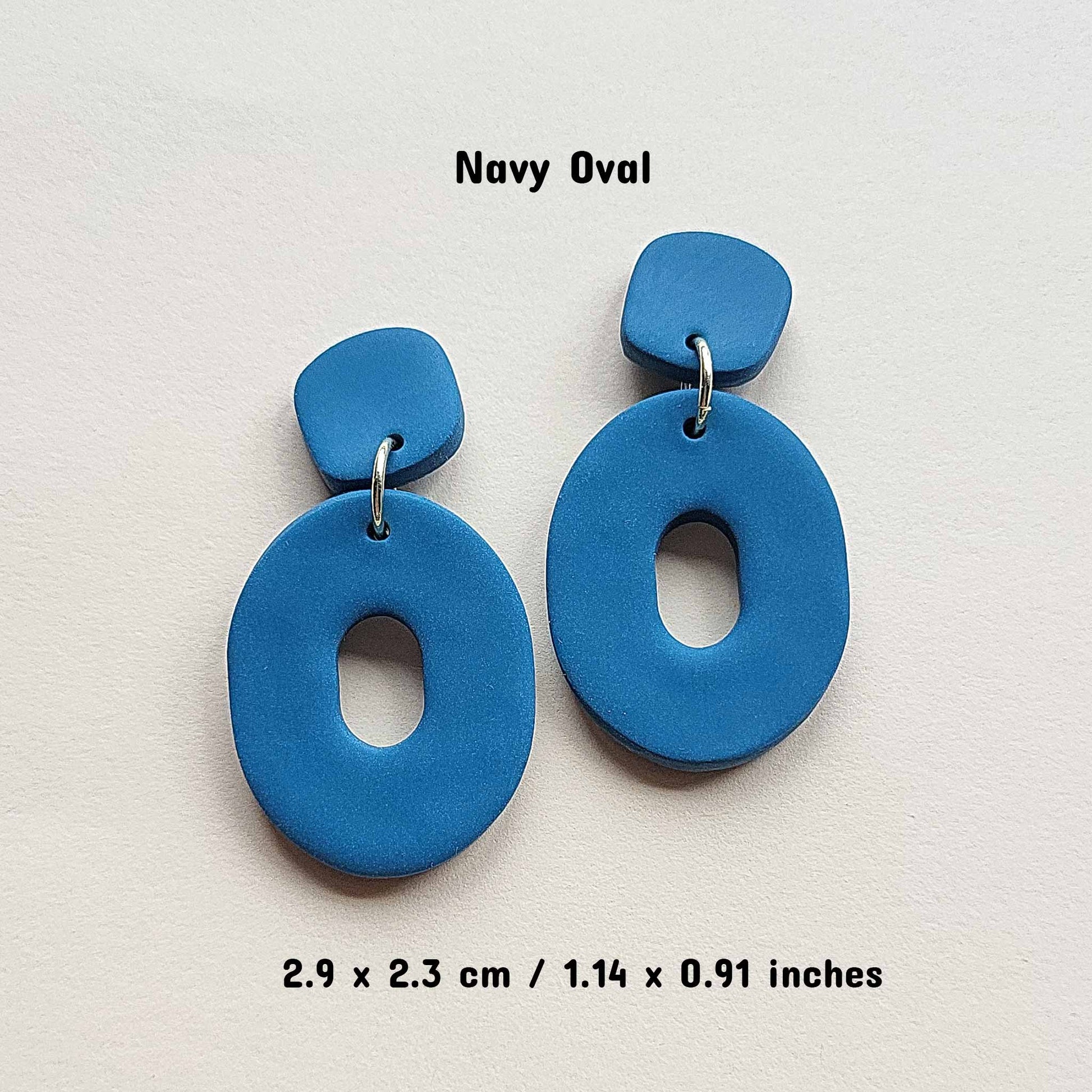 Navy oval earrings