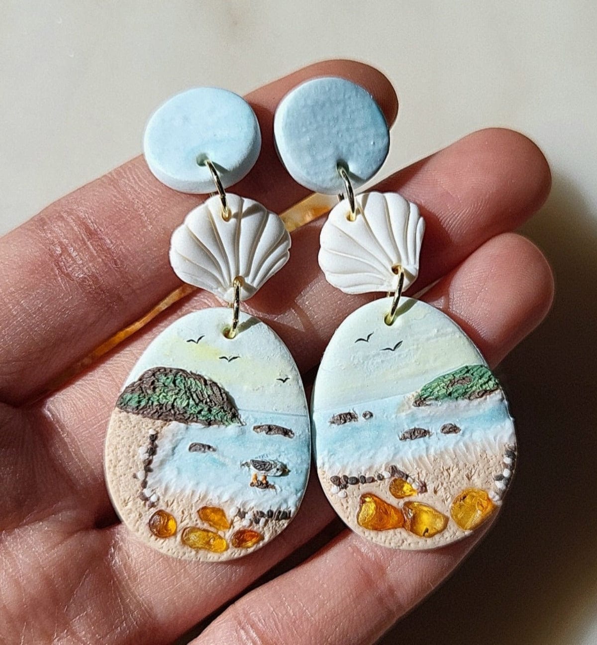 Handmade ocean art earrings | Unique gift for women