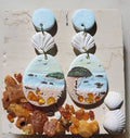 Dangle ocean earrings with amber stone
