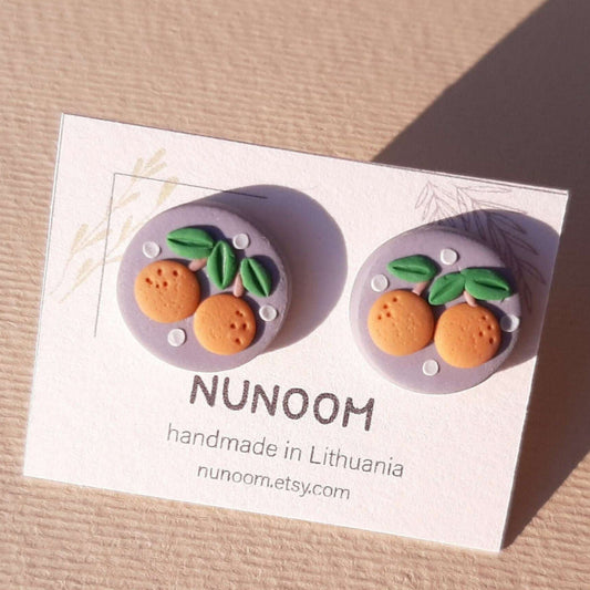 Polymer clay orange stud earrings