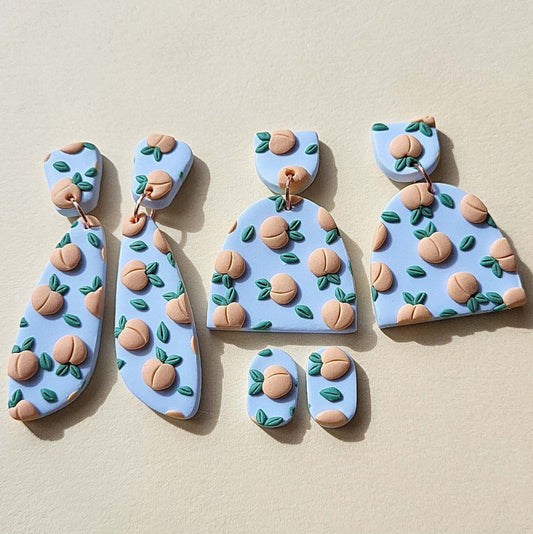 Polymer clay peach earrings