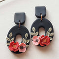Peony flower earrings handmade 