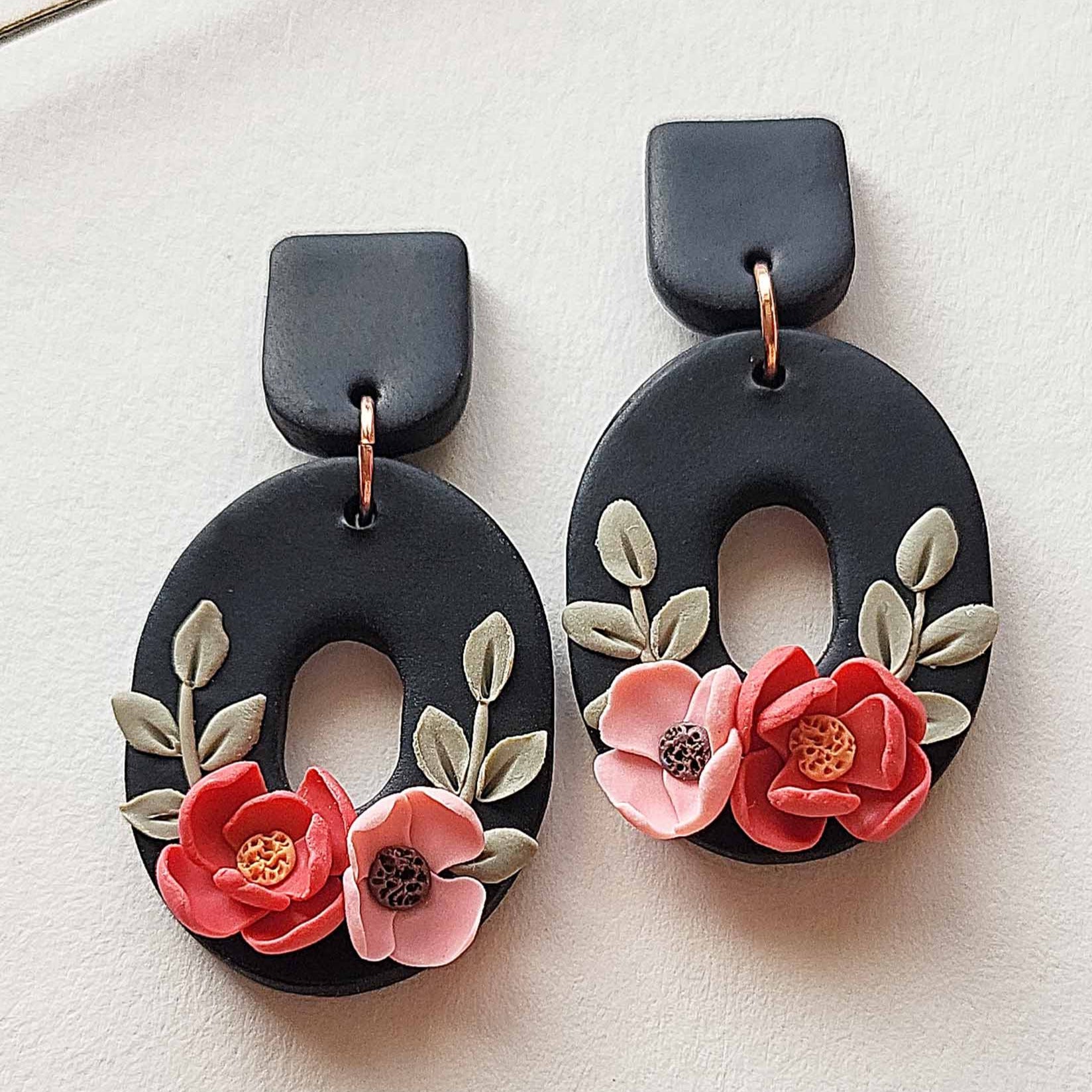 Peony flower earrings handmade 