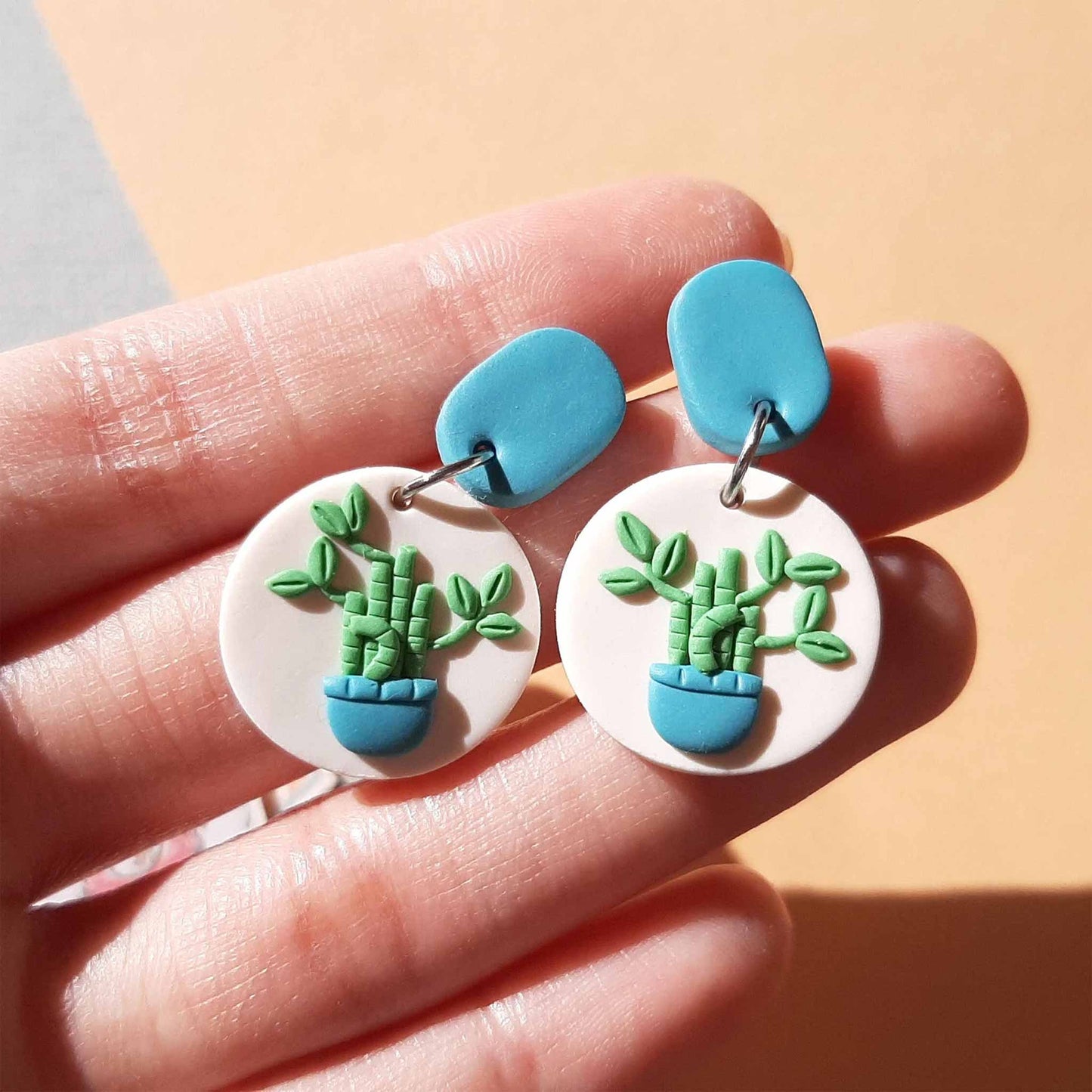 Polymer clay plant earrings handmade