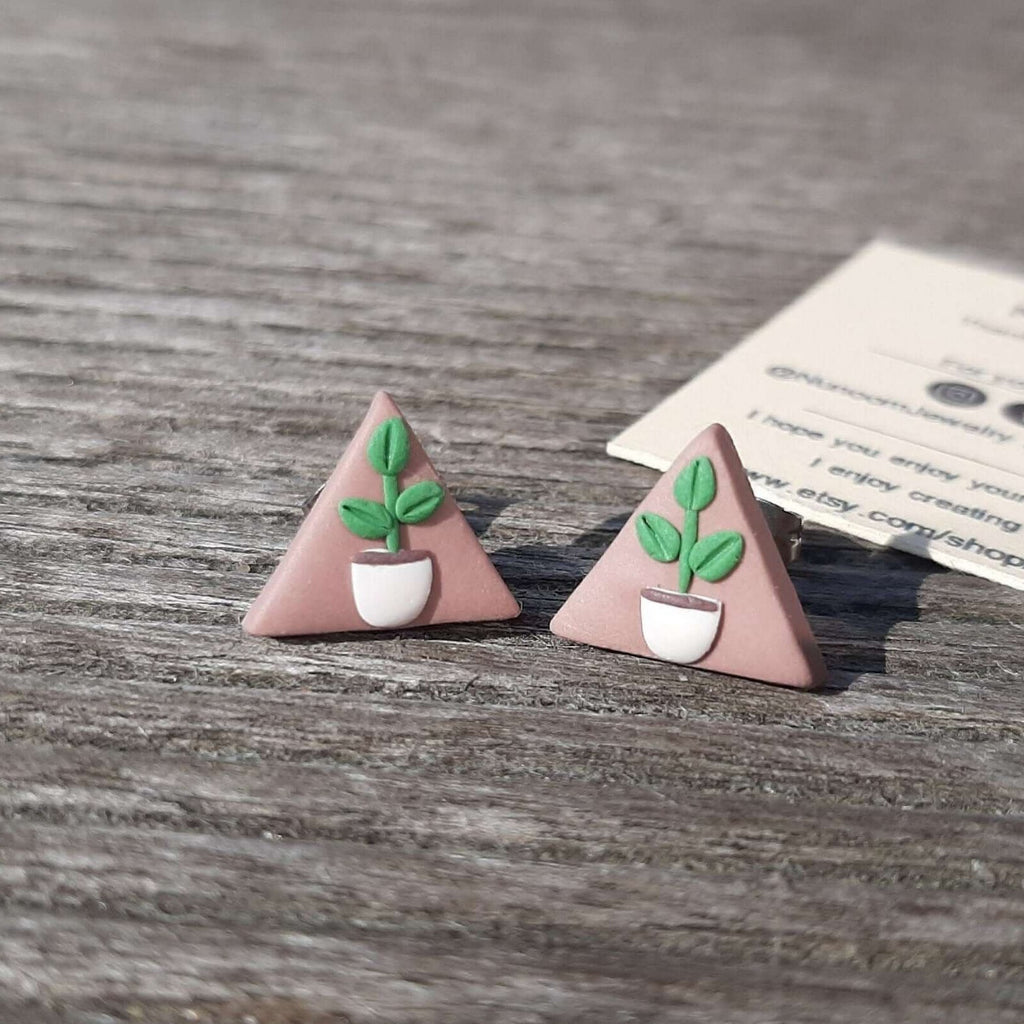 Cute plant stud earrings