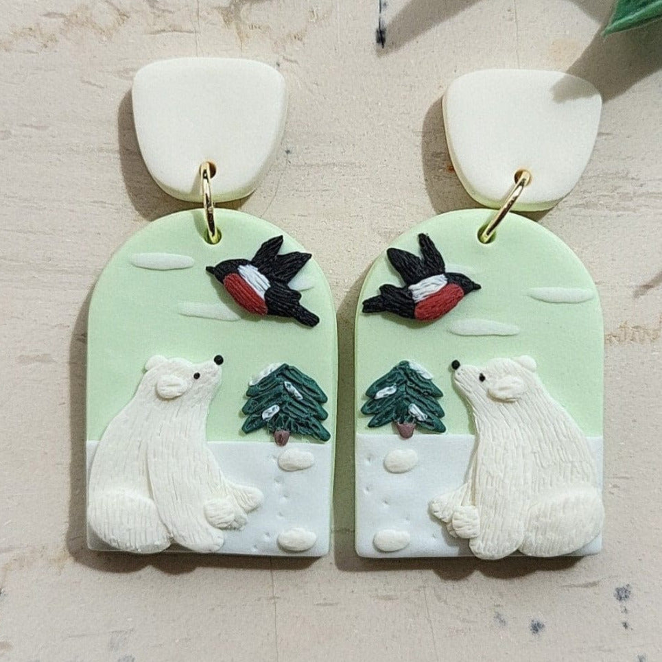 Cute polar bear earrings handmade