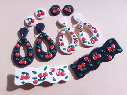 Polymer clay sherry earrings & hairclips