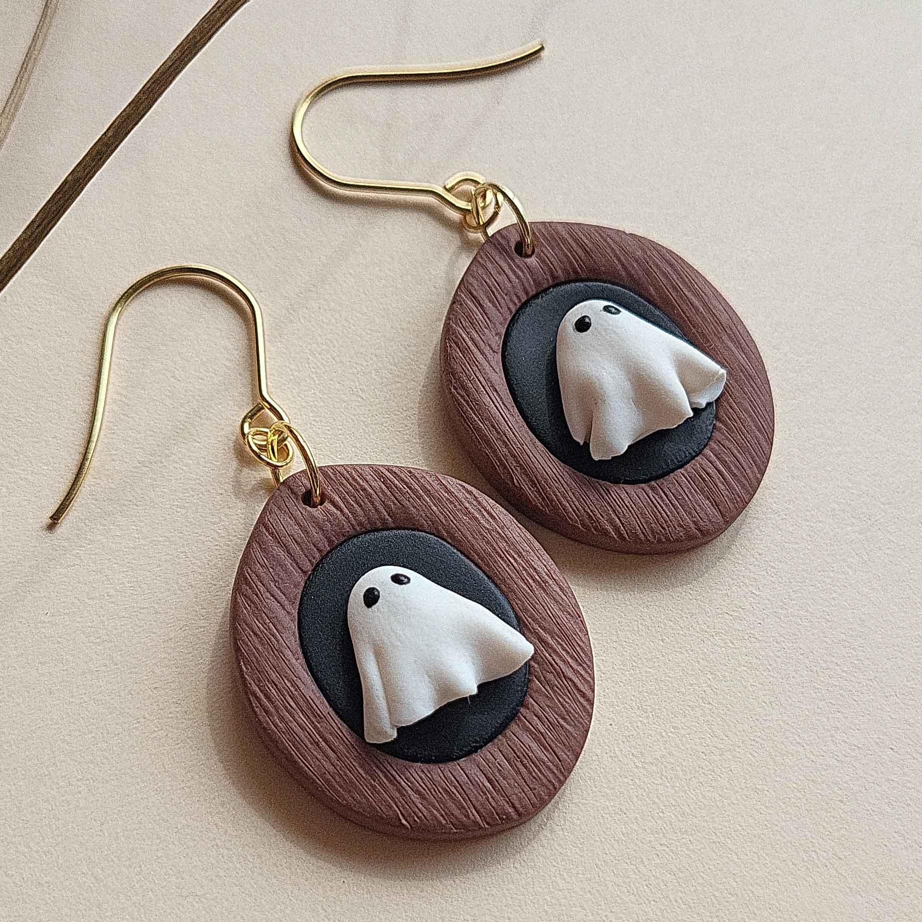 Handmade ghost clay earrings