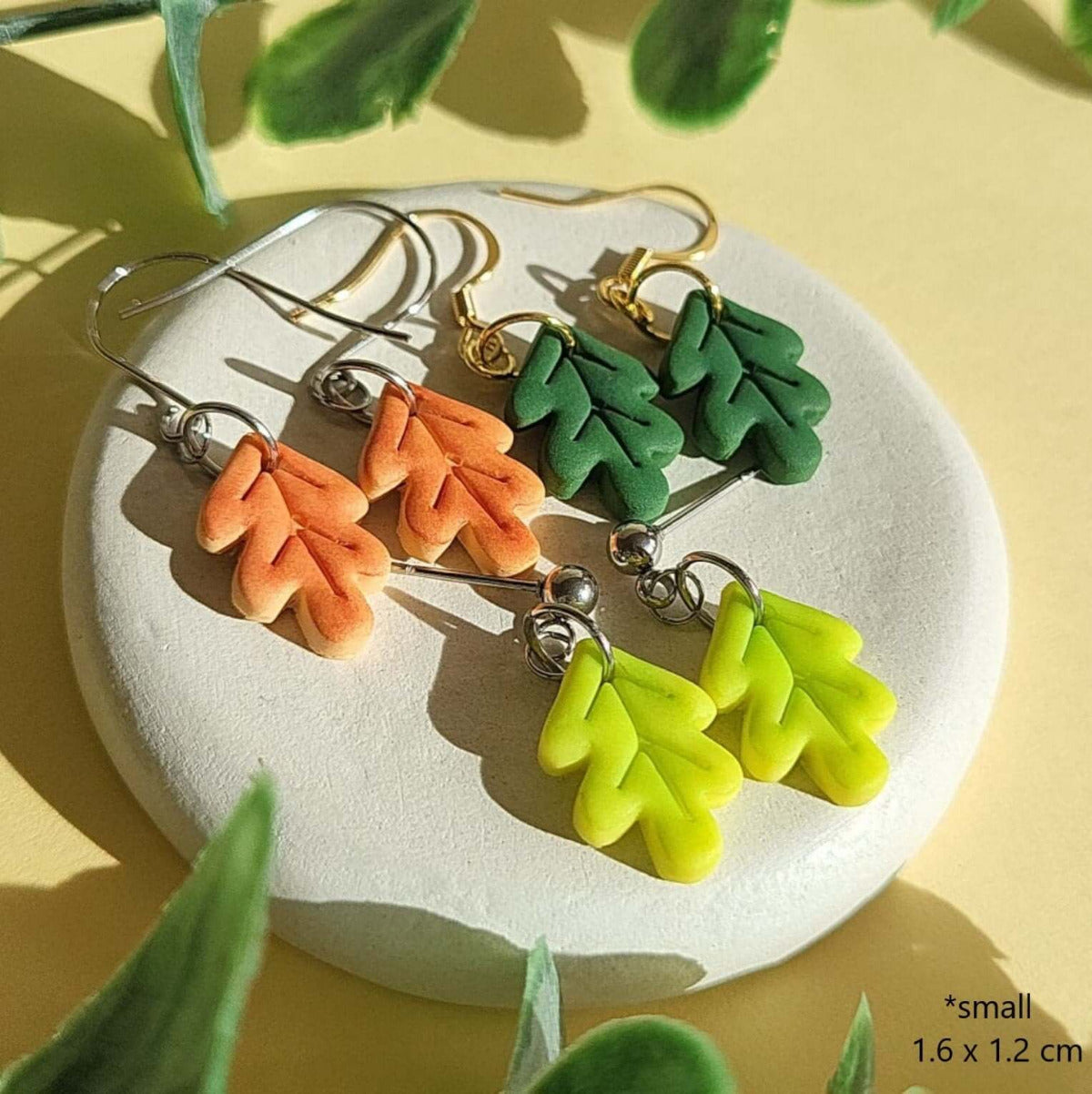 Autumn oak leaf polymer clay earrings