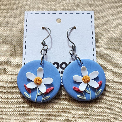 Handmade dainty flower polymer clay earrings - Rankų darbo auskarai su gėlių motyvais