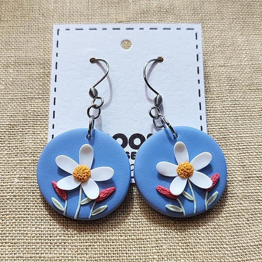 Handmade dainty flower polymer clay earrings - Rankų darbo auskarai su gėlių motyvais