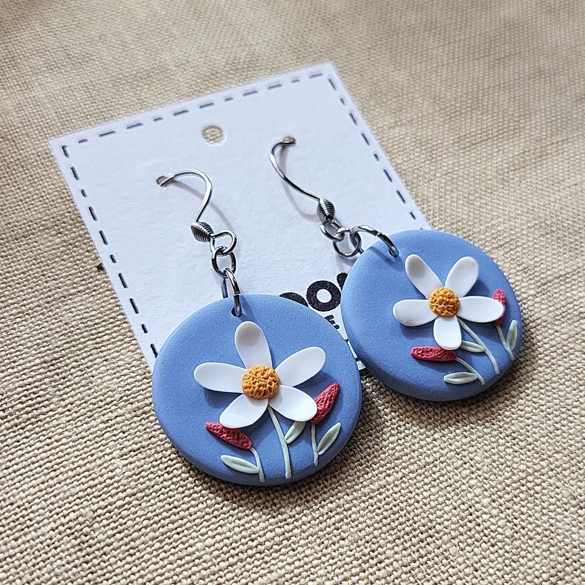 Handmade dainty flower polymer clay earrings - Rankų darbo auskarai su gėlių motyvais