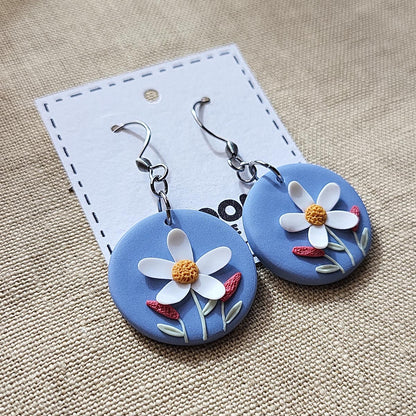 Handmade dainty flower polymer clay earrings - Rankų darbo auskarai su gėlių motyvais