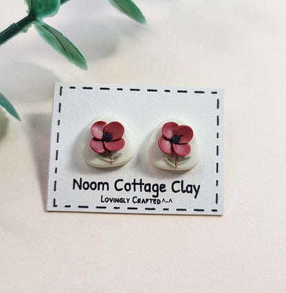 Handmade polymer clay flower stud earrings - Rankų darbo auskaras su gėle