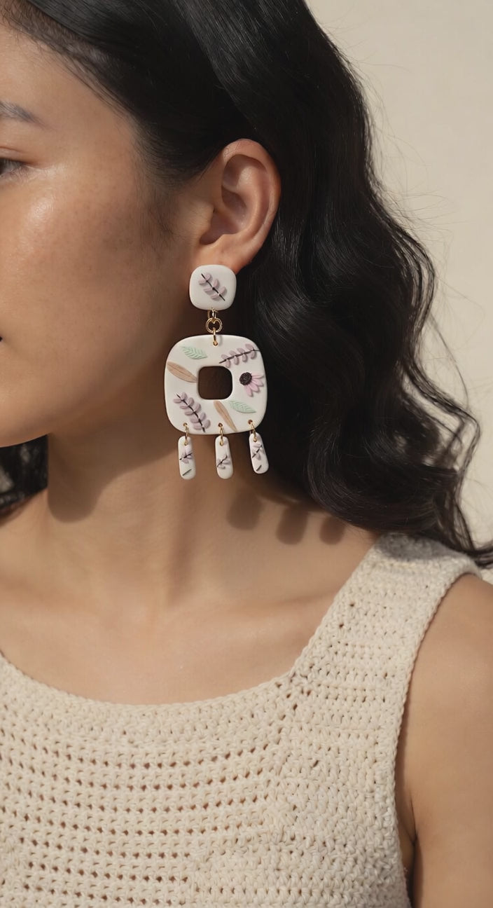 Cute handmade boho flower polymer clay earrings - Summer earrings