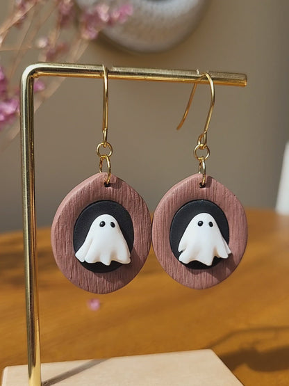 Pendientes de fantasma de diablo, pendientes de arcilla de Halloween, joyas de otoño, pendientes de fantasma lindos y espeluznantes, regalo para mujeres