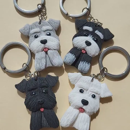 Cute Schnauzer keychains - unique handmade Schnauzer lovers gift