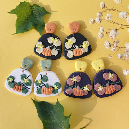 Handmade pumpkin clay earrings - „Rankų darbo auskarai su moliūgu
