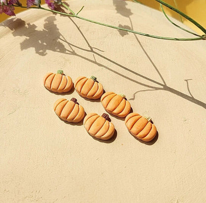 Pumpkin stud earrings clay - Smeigtukai auskarai su moliūgu