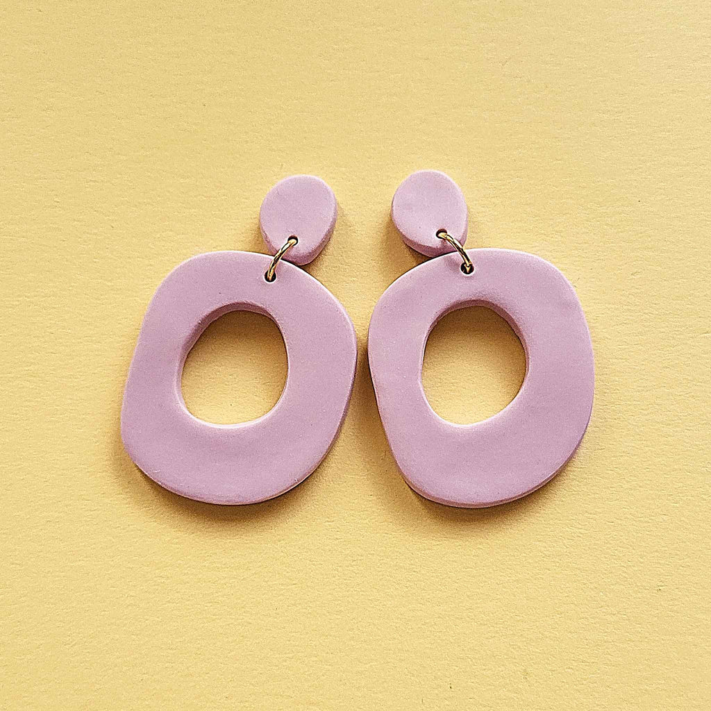 Purple clay earrings