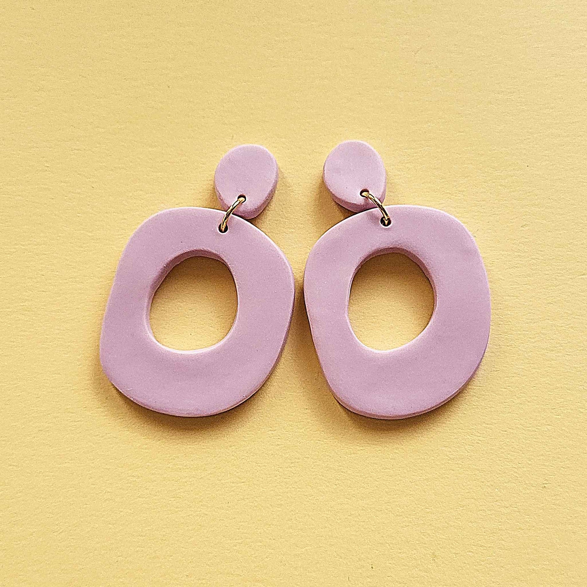 Purple clay earrings