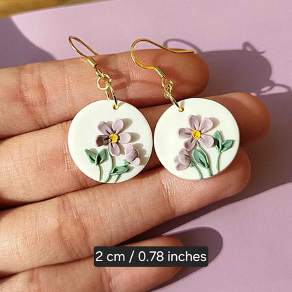 Small purple lower earrings handmade