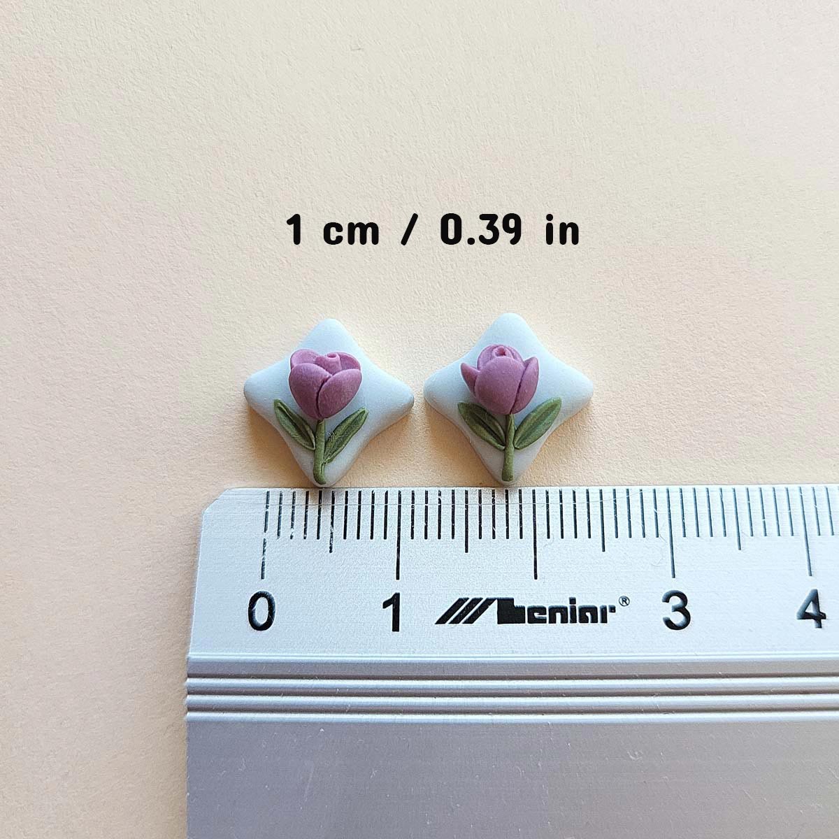 Cute purple Tulip flower stud earrings handmade polymer clay jewelry
