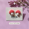 Small red mushroom stud earrings