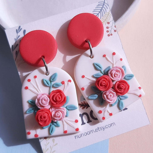 Rose clay earrings 