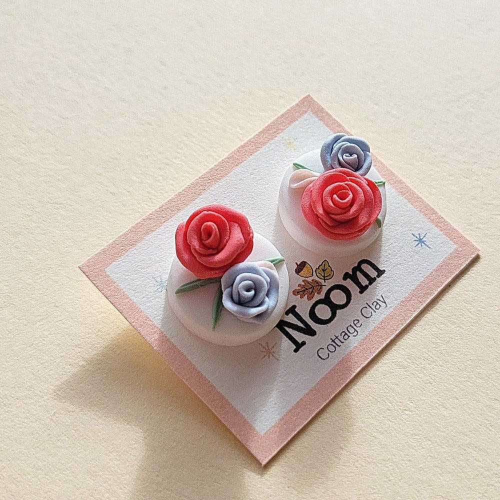 Rose stud earrings handmade