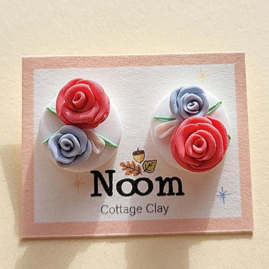 Rose stud earrings handmade