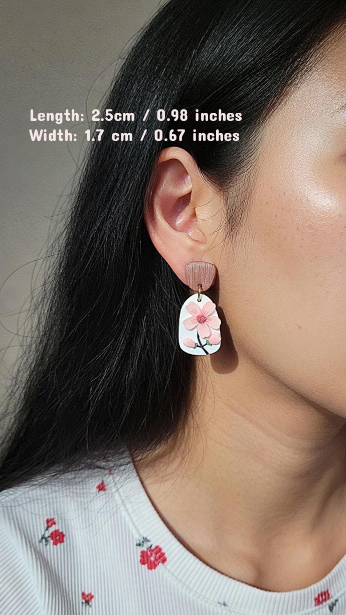Handmade Sakura polymer clay earrings - Rankų darbo auskarai su sakura