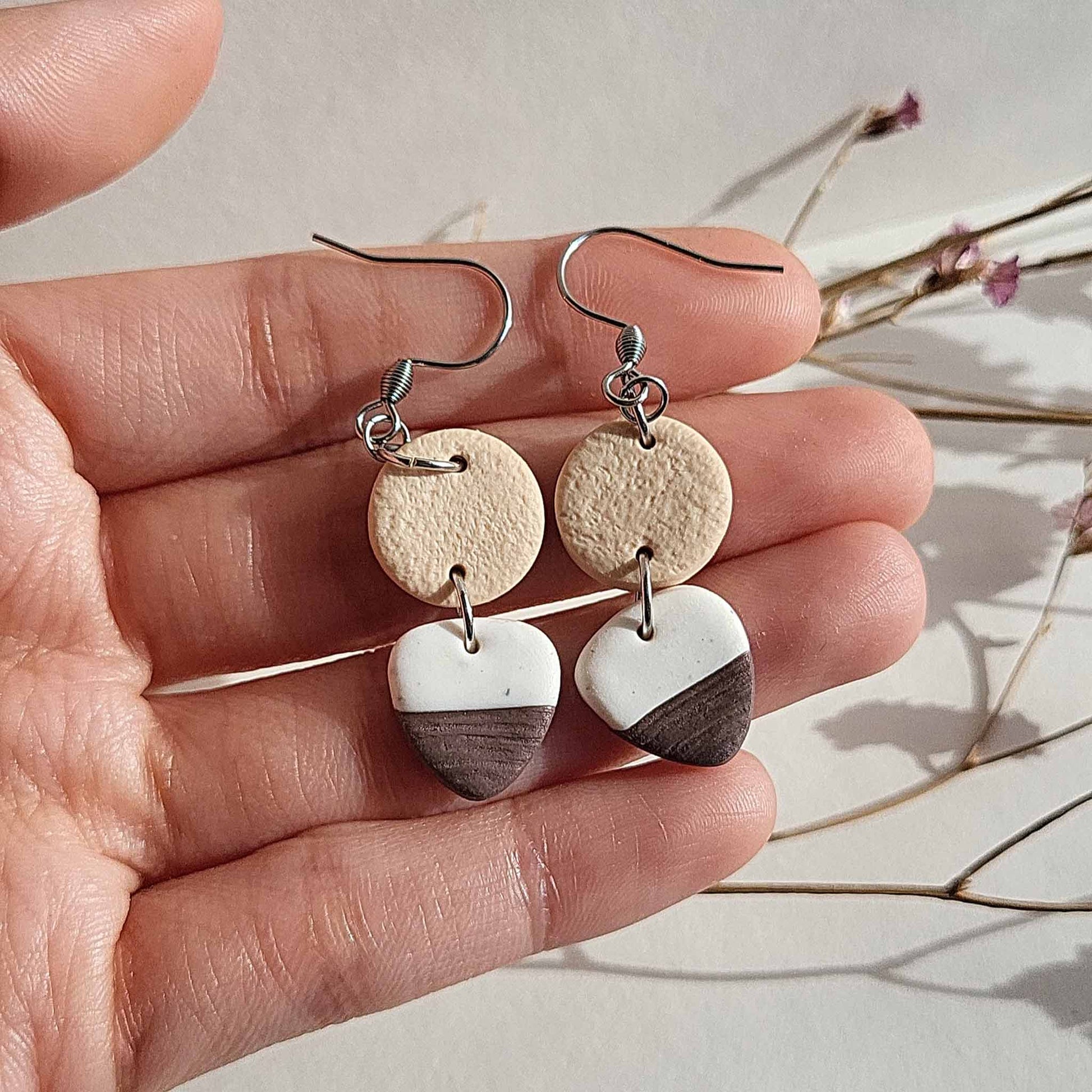 Small dangle earrings clay