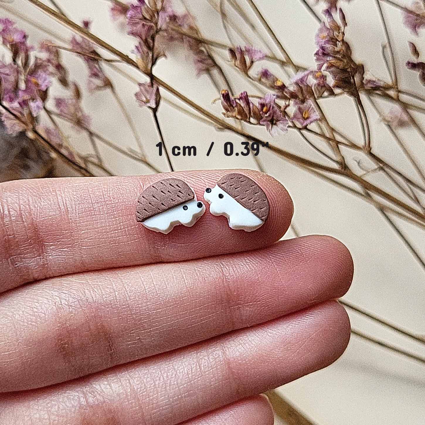 Tiny hedgehog stud earrings 