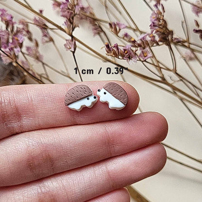Tiny hedgehog stud earrings