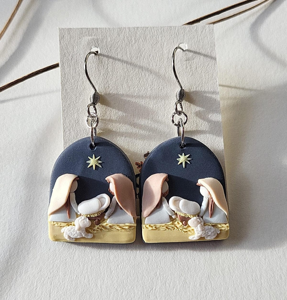 Christmas Nativity scene earrings