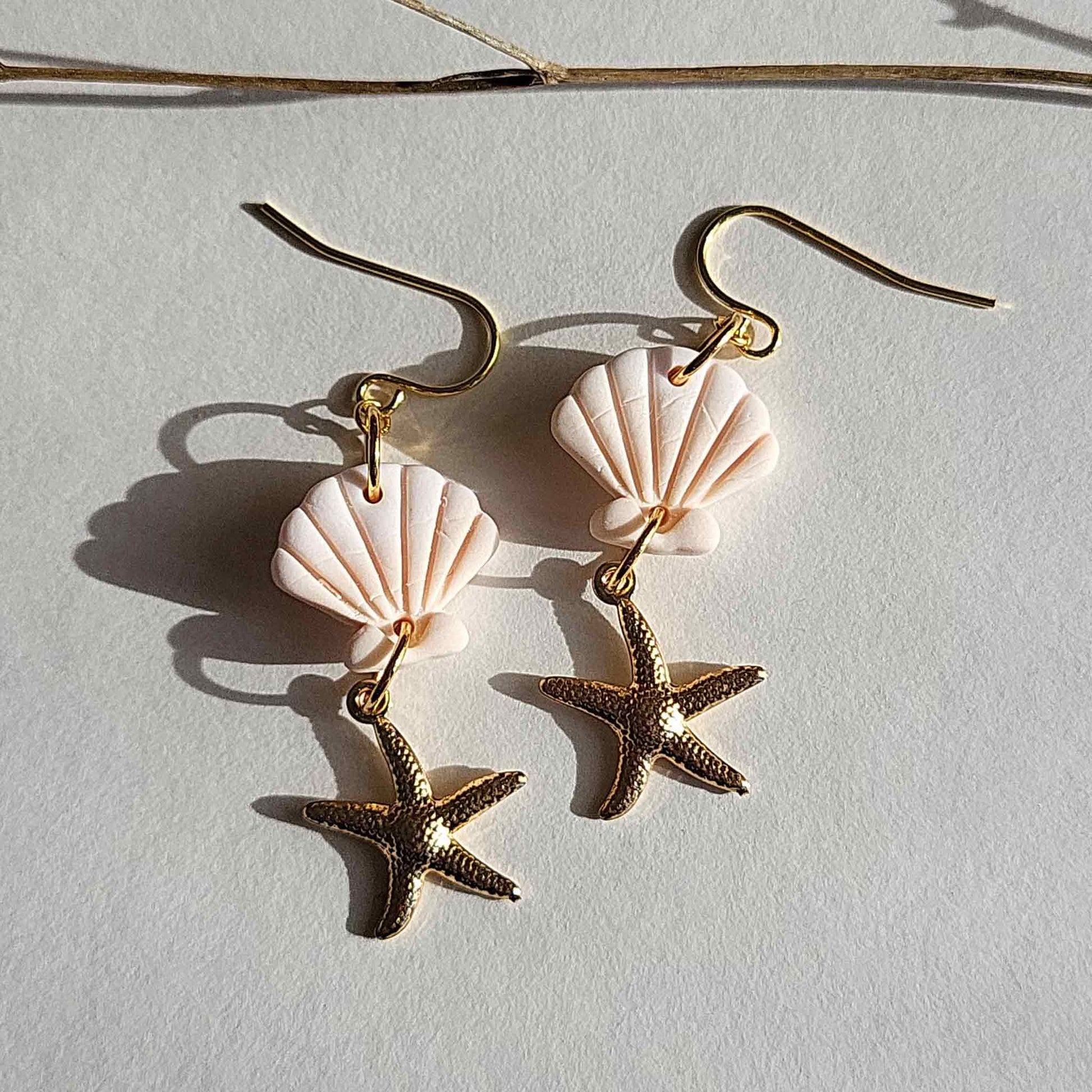 Minimalist white shell earrings