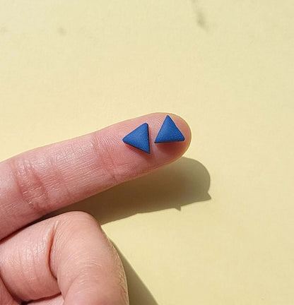 Navy blue triangle stud earrings