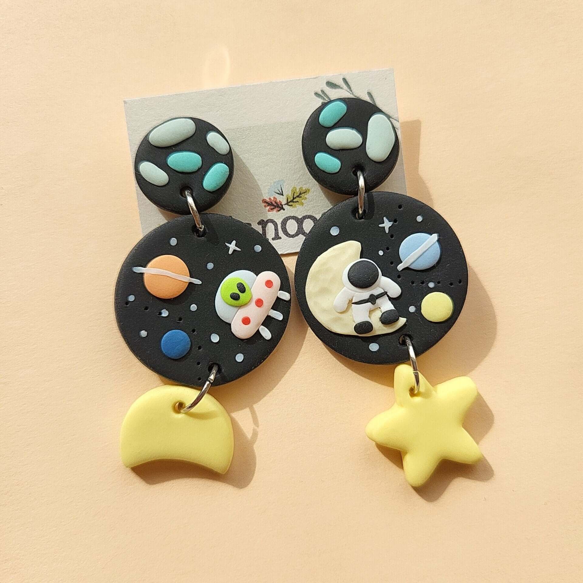 Cute space earrings polymer clay